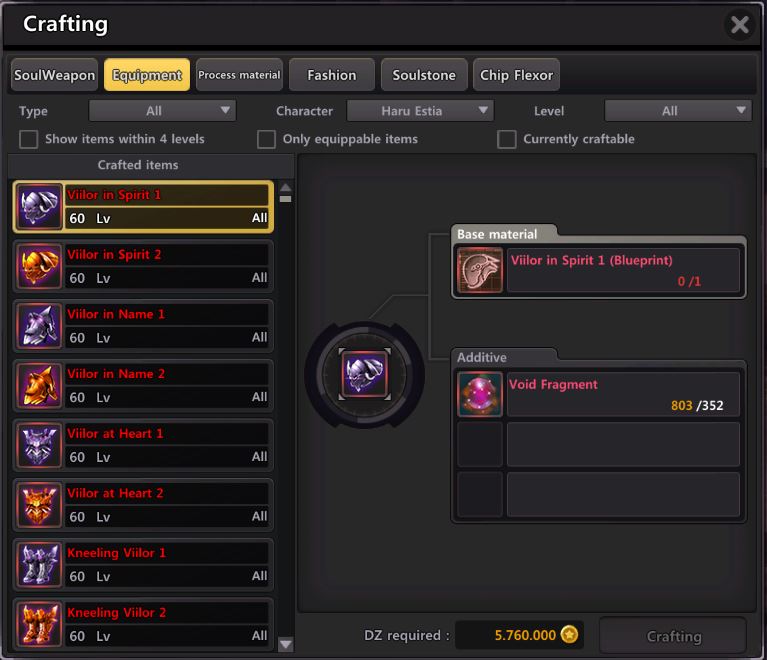 Crafting del Set Vilor da Jenna